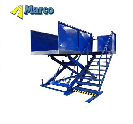 Scissor Lift Mechanism Hydraulic Working Platform with 1000kg Capacity and Attached Stair